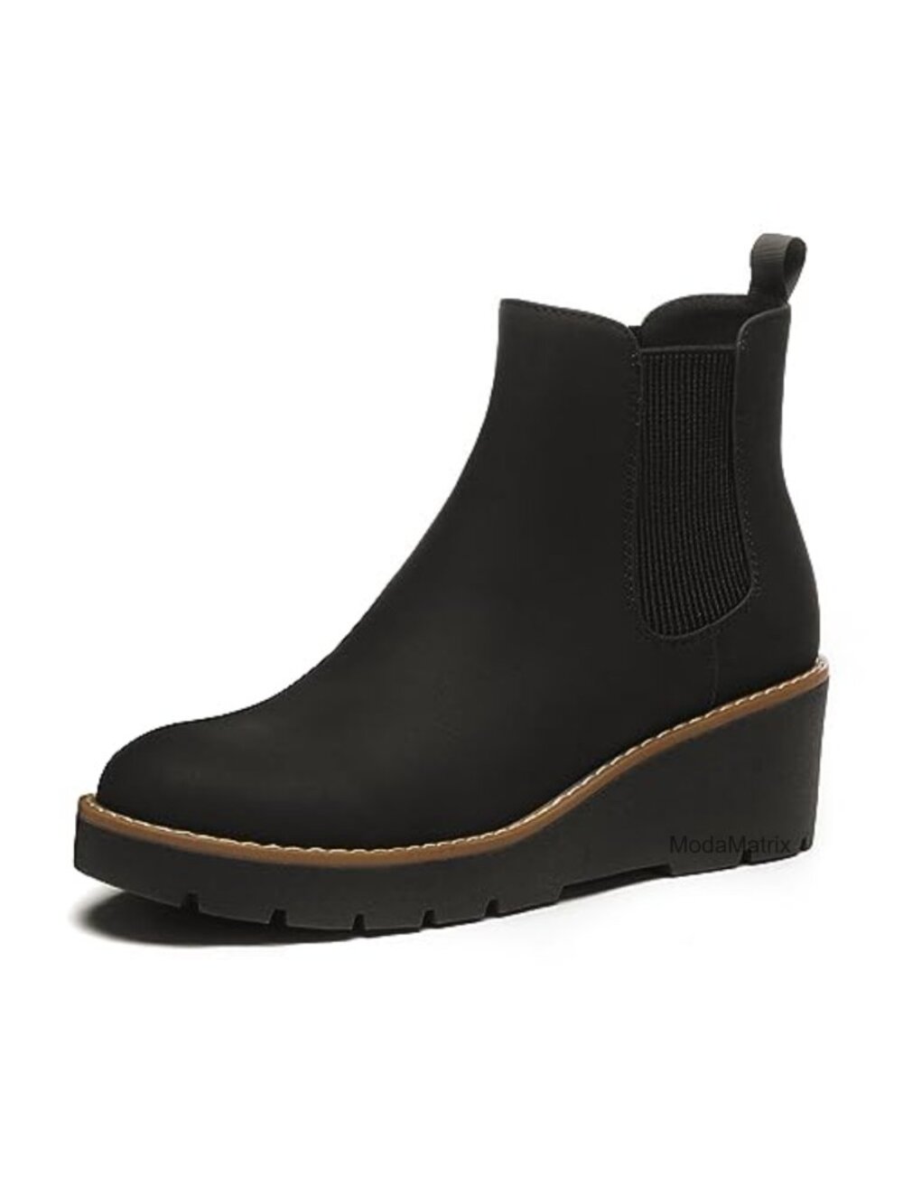Women's Platform Wedge Chelsea Ankle Boots Nubuck Leather